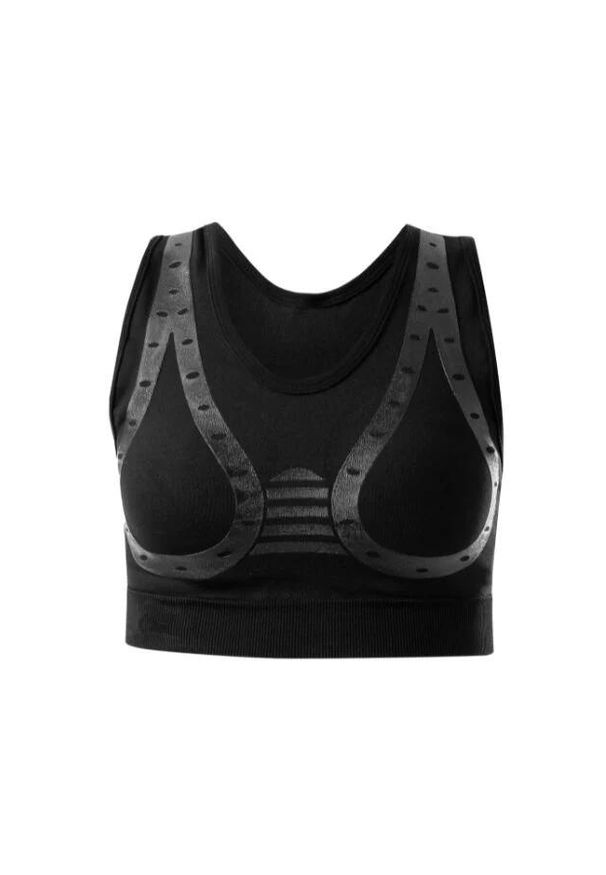 FLOKY - Biustonosz sportowy biomechaniczny damski Floky Supporter T3. Kolor: czarny. Materiał: materiał. Sport: fitness