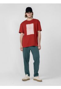 outhorn - T-shirt z nadrukiem męski - czerwony. Okazja: na co dzień. Kolor: czerwony. Materiał: bawełna, jersey. Wzór: nadruk. Styl: casual #4