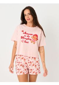 Sinsay - Świąteczna piżama dwuczęściowa z motywem pierniczków - różowy. Kolor: różowy #1