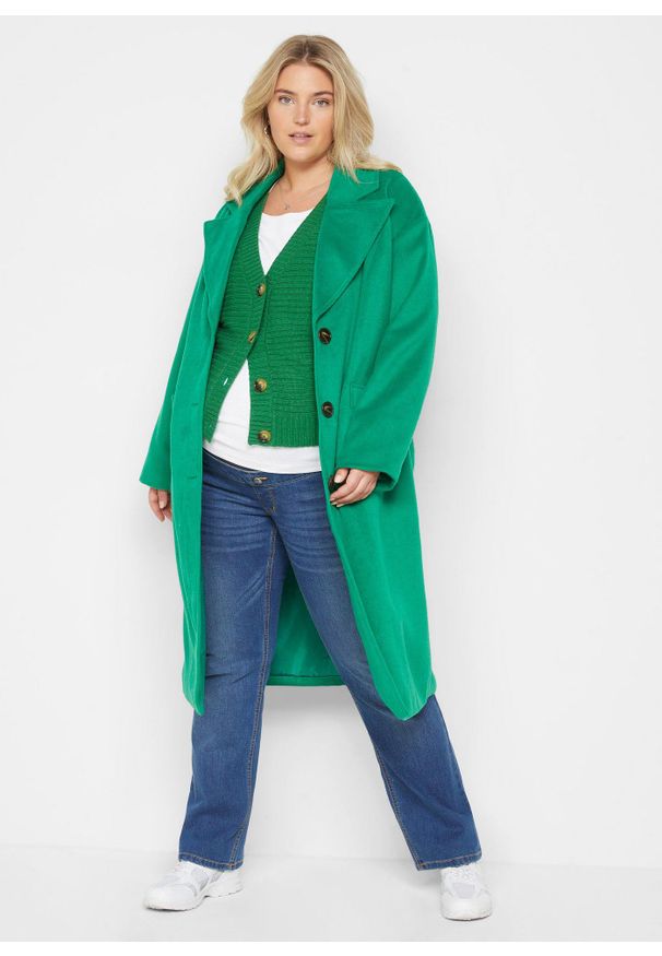 bonprix - Jeansy ciążowe bootcut, krótkie i długie rozmiary. Kolekcja: moda ciążowa. Kolor: niebieski. Długość: krótkie