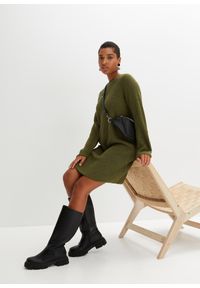 bonprix - Sukienka dzianinowa. Kolor: zielony. Materiał: dzianina. Długość: midi #2