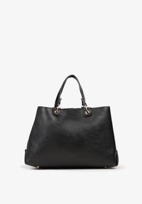 Born2be - Czarna Dwukomorowa Torebka Typu Shopper Ozdobiona Metalicznymi Aplikacjami Adorrive. Kolor: czarny. Wzór: aplikacja. Dodatki: z aplikacjami. Styl: elegancki