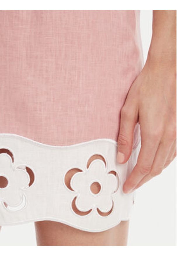 STAUD Spódnica mini Margaux R25S6138LN Różowy Regular Fit. Kolor: różowy. Materiał: len