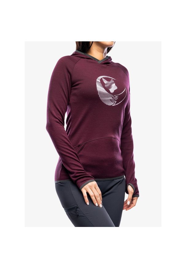SENSOR - Bluza z kapturem damska Sensor Merino Up Fleece Hooded. Typ kołnierza: kaptur. Kolor: czerwony