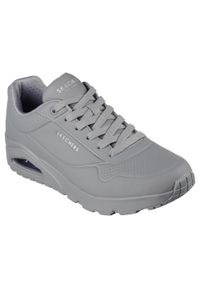 skechers - Buty do chodzenia męskie Skechers Uno Stand On Air. Zapięcie: sznurówki. Kolor: szary. Materiał: materiał, tkanina, syntetyk. Szerokość cholewki: normalna. Sport: turystyka piesza