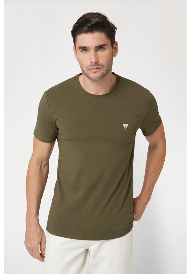 Guess - GUESS Zielony t-shirt męski Core Tee Str, Rozmiar M. Kolor: zielony