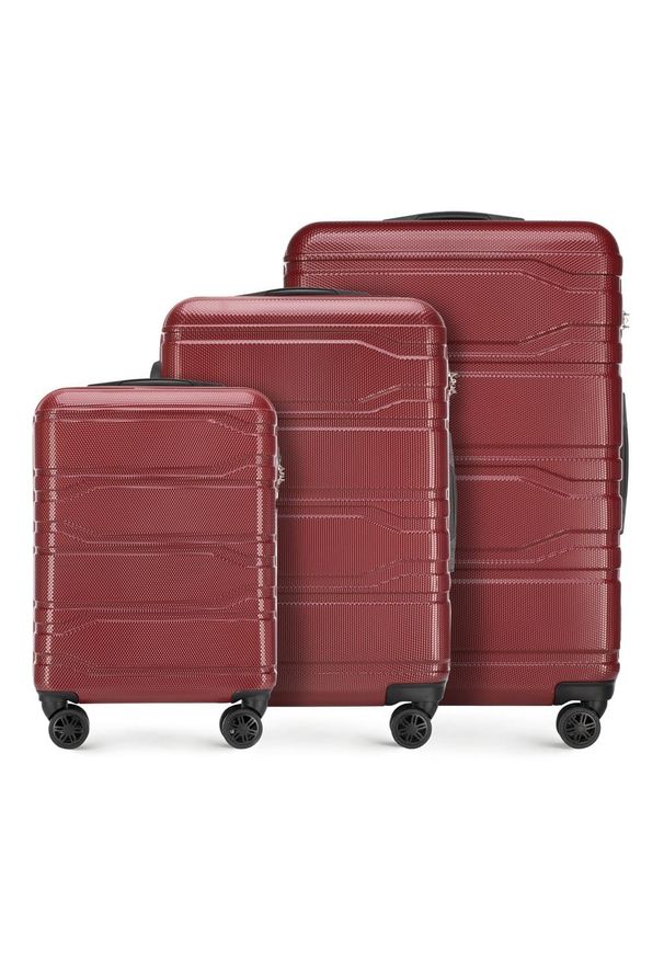 Wittchen - Zestaw walizek z polikarbonu tłoczonych. Kolor: czerwony. Materiał: guma
