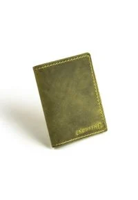 Skórzany cienki portfel slim wallet z bilonówką BRODRENE SW04 oliwkowy. Kolor: oliwkowy. Materiał: skóra #1