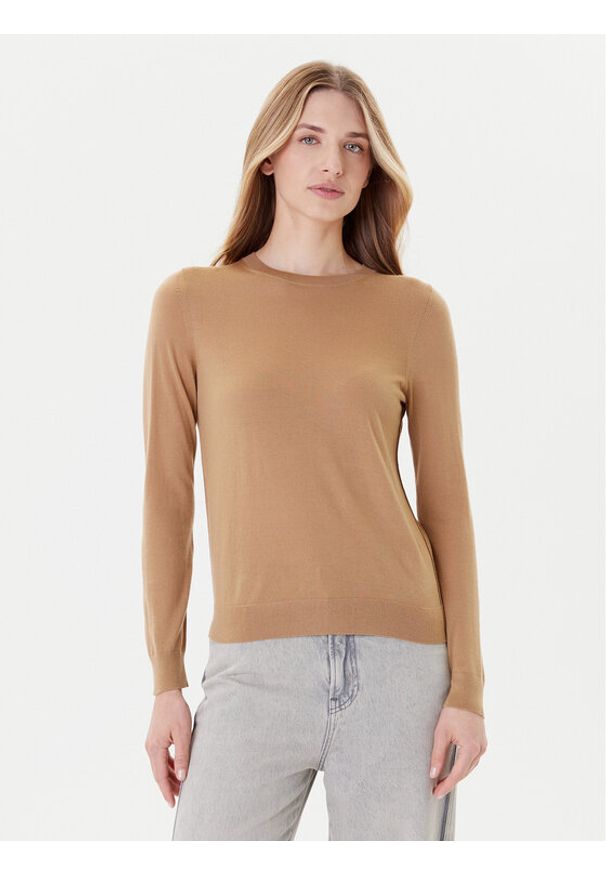 BOSS Sweter Ferpina 50544987 Beżowy Slim Fit. Kolor: beżowy. Materiał: wełna