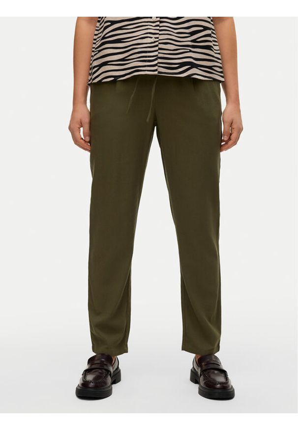 Vero Moda Spodnie materiałowe Jesmilo 10279691 Zielony Regular Fit. Kolor: zielony. Materiał: wiskoza, len