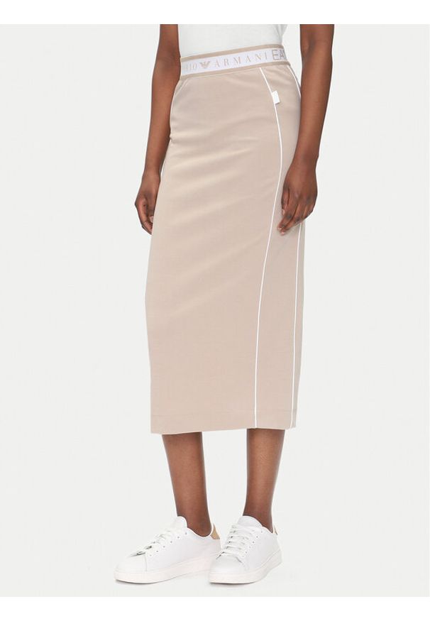 EA7 Emporio Armani Spódnica midi 7W000279 AF12501 U6155 Beżowy Regular Fit. Kolor: beżowy. Materiał: syntetyk