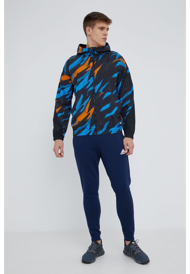 adidas Performance spodnie dresowe męskie kolor granatowy z aplikacją. Kolor: niebieski. Materiał: dresówka. Wzór: aplikacja