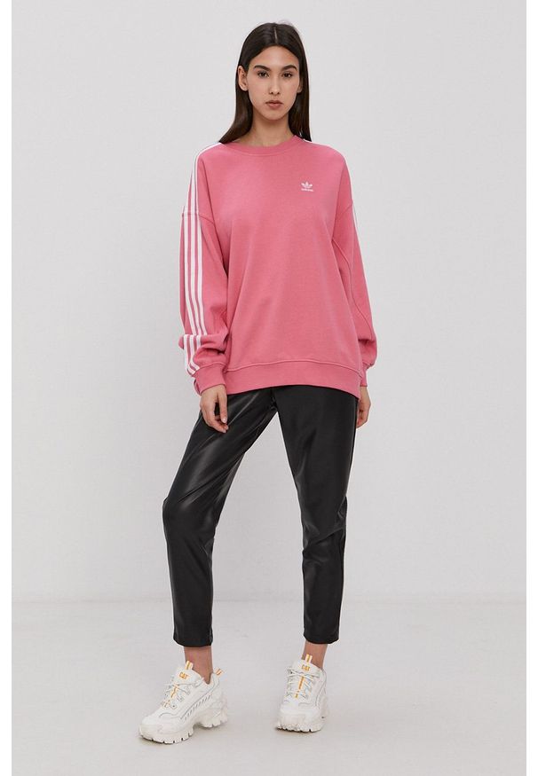 adidas Originals - Bluza bawełniana. Kolor: różowy. Materiał: bawełna