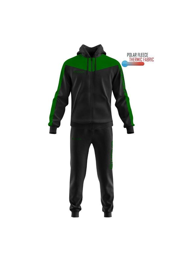 Givova Tuta Roma Polarfleece z kapturem - XS. Kolor: szary, czarny, wielokolorowy. Materiał: polar, dresówka. Sport: fitness, piłka nożna