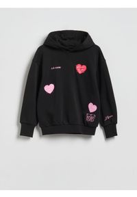 Reserved - Bluza z aplikacją - czarny. Kolor: czarny. Materiał: dzianina, bawełna. Wzór: aplikacja