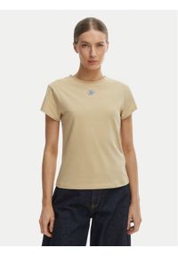 TOMMY HILFIGER - Tommy Hilfiger T-Shirt WW0WW48710 Beżowy Slim Fit. Kolor: beżowy. Materiał: bawełna #1