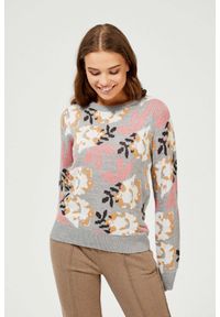 MOODO - Sweter w kwiaty. Materiał: akryl. Długość rękawa: długi rękaw. Długość: długie. Wzór: kwiaty #1