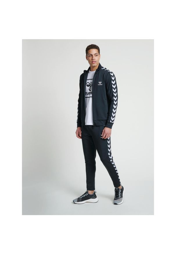 Hummel bluza męska sportowa dresowa hml Nathan 2.0 Zip Jacket. Kolor: czarny. Materiał: dresówka. Sport: piłka ręczna