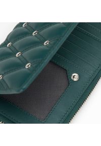 Wittchen - Damski portfel skórzany pikowany z nitami średni zielony. Kolor: zielony. Materiał: skóra. Wzór: geometria #3