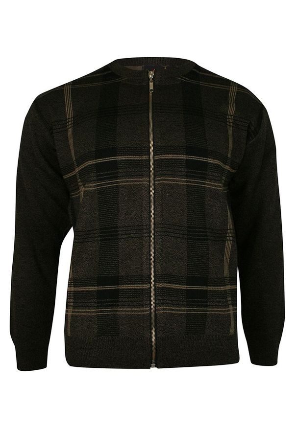 Brązowy sweter Kings w geometryczne wzory, ze stójką