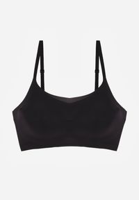 Born2be - Czarny Bezszwowy Biustonosz Bez Fiszbin z Usztywnianymi Miseczkami Leavessa. Kolor: czarny. Materiał: tkanina #1