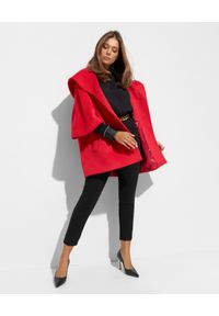 CINZIA ROCCA - Czerwony oversizowy płaszcz z dużym kapturem. Kolor: czerwony. Materiał: materiał #3