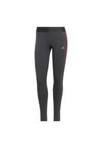 Legginsy treningowe damskie Adidas Loungewear Essentials 3-Stripes AeroReady. Kolor: szary, czerwony, wielokolorowy, różowy. Materiał: materiał, bawełna