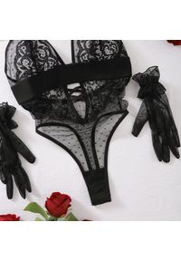 Intica - Body koronkowe z delikatnym wzorem Seonaid. Kolor: niebieski. Materiał: koronka. Wzór: koronka #6