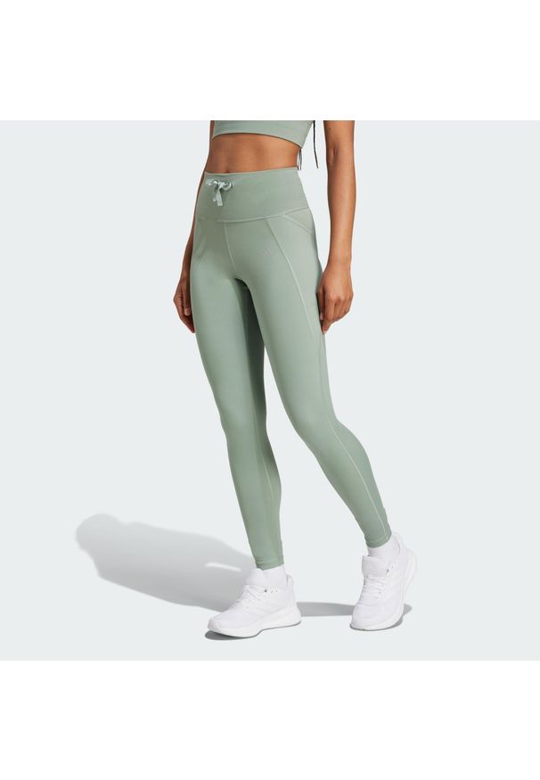 Adidas - Legginsy Running Essentials. Kolor: zielony. Materiał: materiał. Sport: bieganie
