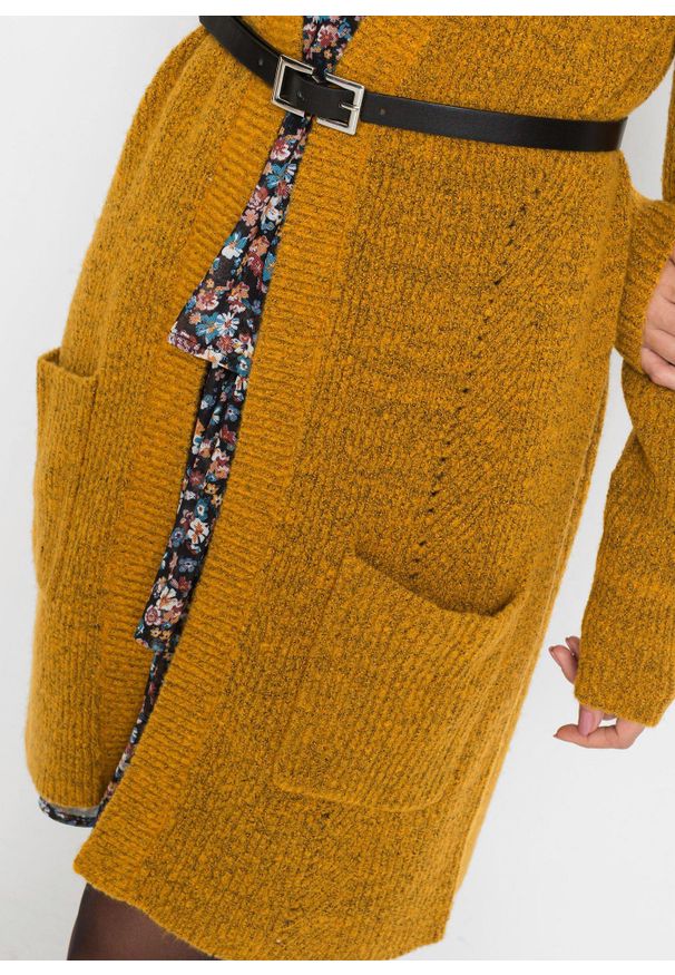 bonprix - Długi sweter bez zapięcia. Kolor: pomarańczowy. Długość: długie