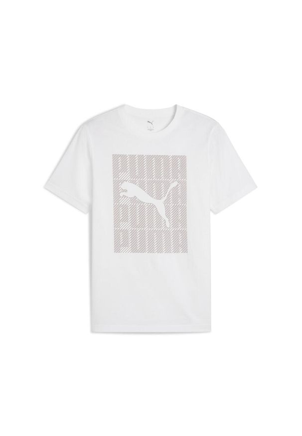 Puma - Męska koszulka Graphics PUMA Wording PUMA White. Kolor: biały. Materiał: guma. Wzór: nadruk