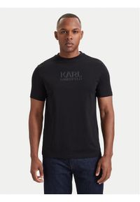 Karl Lagerfeld - KARL LAGERFELD T-Shirt 755073 564250 Czarny Regular Fit. Typ kołnierza: dekolt w karo. Kolor: czarny. Materiał: bawełna #1