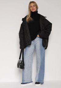 Born2be - Niebieskie Dwukolorowe Jeansy o Szerokim Kroju z Wysokim Stanem Seronore. Okazja: na co dzień, do pracy, na spotkanie biznesowe. Stan: podwyższony. Kolor: niebieski. Styl: biznesowy, klasyczny, casual, elegancki #5