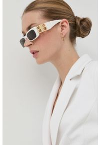 Balenciaga okulary przeciwsłoneczne damskie kolor biały. Kształt: prostokątne. Kolor: biały #3