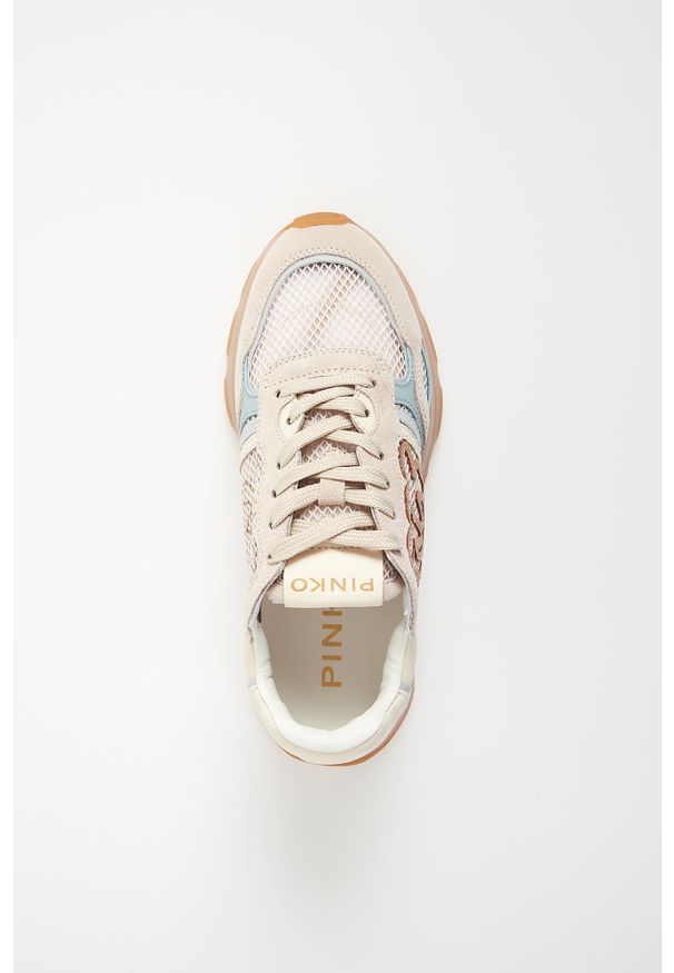 Pinko - Sneakersy damskie skórzane PINKO. Materiał: skóra