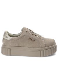Beżowe Sneakersy Filippo Sportowe Obuwie Damskie. Zapięcie: sznurówki. Kolor: beżowy. Materiał: guma, zamsz #7
