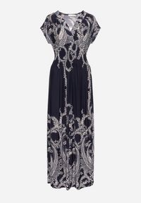 Born2be - Granatowa Sukienka z Gumką w Pasie i Kopertowym Dekoltem Pialica. Okazja: na co dzień. Typ kołnierza: dekolt kopertowy. Kolor: niebieski. Typ sukienki: kopertowe. Styl: casual, elegancki, sportowy #2