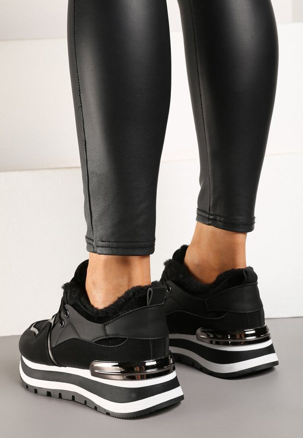 Born2be - Czarne Zimowe Sneakersy Ocieplone Futerkiem Vertirani. Kolor: czarny. Materiał: futro. Sezon: zima