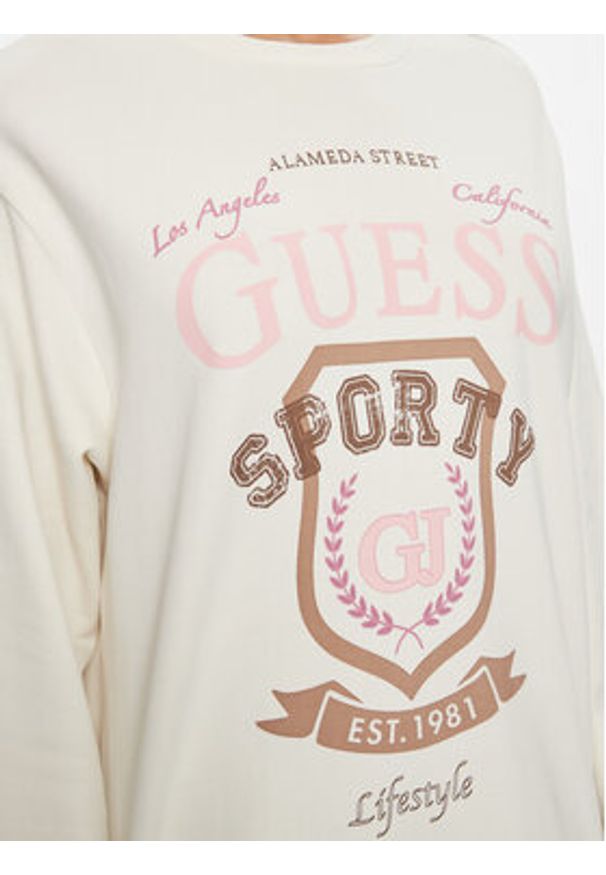 Guess Bluza Graphic V4RQ11 K68I0 Écru Regular Fit. Materiał: bawełna