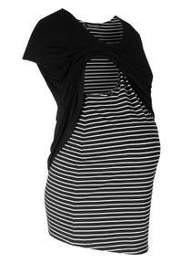 Shirt ciążowy i do karmienia bonprix czarno-biały w paski. Kolekcja: moda ciążowa. Kolor: czarny. Wzór: paski #1