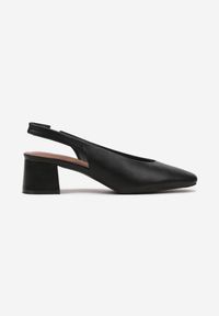 Renee - Czarne Czółenka na Słupku Typu Slingback Foniven. Nosek buta: szpiczasty. Kolor: czarny. Obcas: na słupku. Styl: elegancki #4