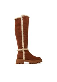 MICHAEL Michael Kors Kozaki Asher Suede and Faux Shearling Boot 40F4ASFB6S Brązowy. Kolor: brązowy. Materiał: skóra, zamsz