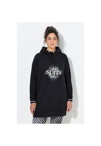 ULLA POPKEN - Damskie Długa bluza z kapturem oversize kaptur długi rękaw. Typ kołnierza: kaptur. Kolekcja: plus size. Kolor: czarny. Materiał: poliester, bawełna, materiał. Długość rękawa: długi rękaw. Długość: długie #1