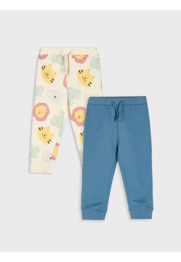 Sinsay - Spodnie dresowe jogger 2 pack - kremowy. Kolor: kremowy. Materiał: dresówka