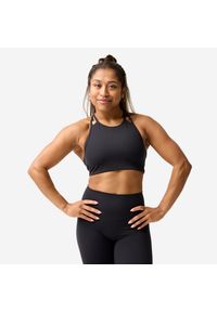 Decathlon - Stanik sportowy. Kolor: czarny. Materiał: elastan, materiał. Sport: joga i pilates #1