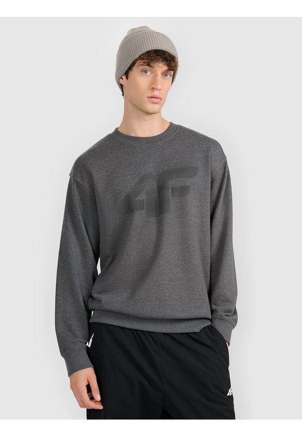 4f - 4F Bluza dresowa nierozpinana bez kaptura męska - szara M. Okazja: na co dzień. Typ kołnierza: bez kaptura. Kolor: szary. Materiał: dresówka. Styl: casual