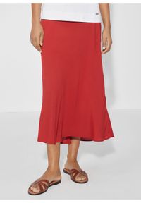 Ochnik - Czerwona rozkloszowana spódnica damska. Kolor: brązowy. Materiał: materiał. Styl: elegancki #1