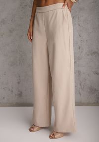 Renee - Beżowy Garniturowy Komplet z Bawełną Spodnie Wide Leg i Kamizelka Utility Aloane. Kolor: beżowy. Materiał: bawełna #4
