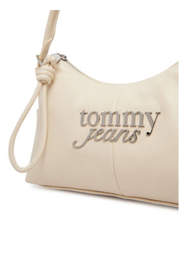 Tommy Jeans Torebka Metal Logo Shoulder Bag AW0AW18468 Biały. Kolor: biały. Materiał: skórzane