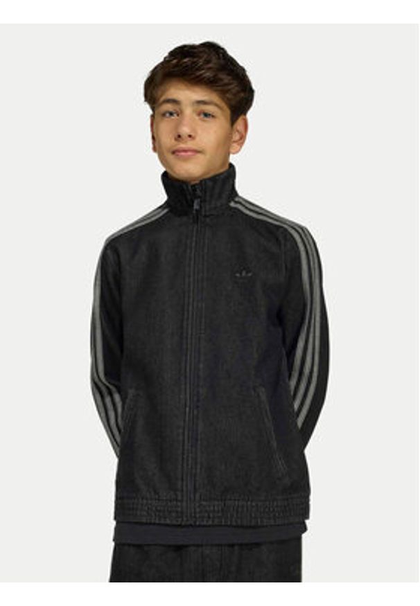 Adidas - adidas Kurtka jeansowa Firebird KE2965 Czarny Loose Fit. Kolor: czarny. Materiał: bawełna